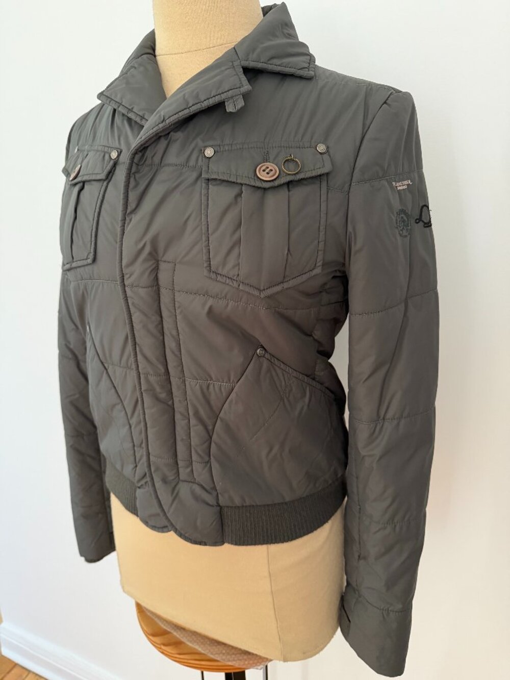 Diesel Y2K Nylon Bomber Jacket Zipper Snap Closure